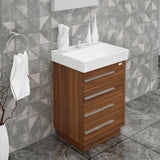 Casa Mare Domenico 24 Matte Walnut Vanity Ceramic Sink Combo - Domenico60MW-24-MSC-S