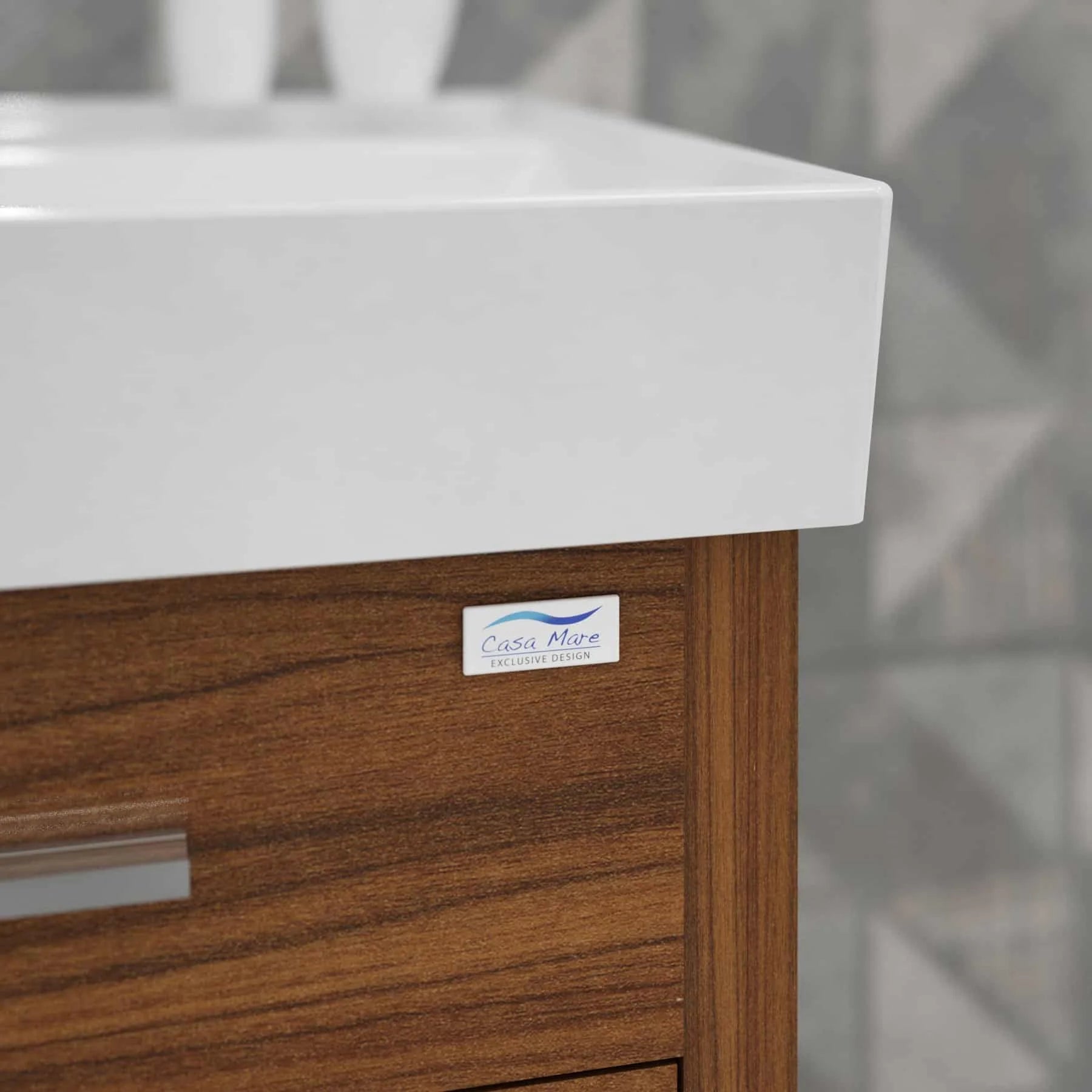 Casa Mare Domenico 24 Matte Walnut Vanity Ceramic Sink Combo - Domenico60MW-24-MSC-S