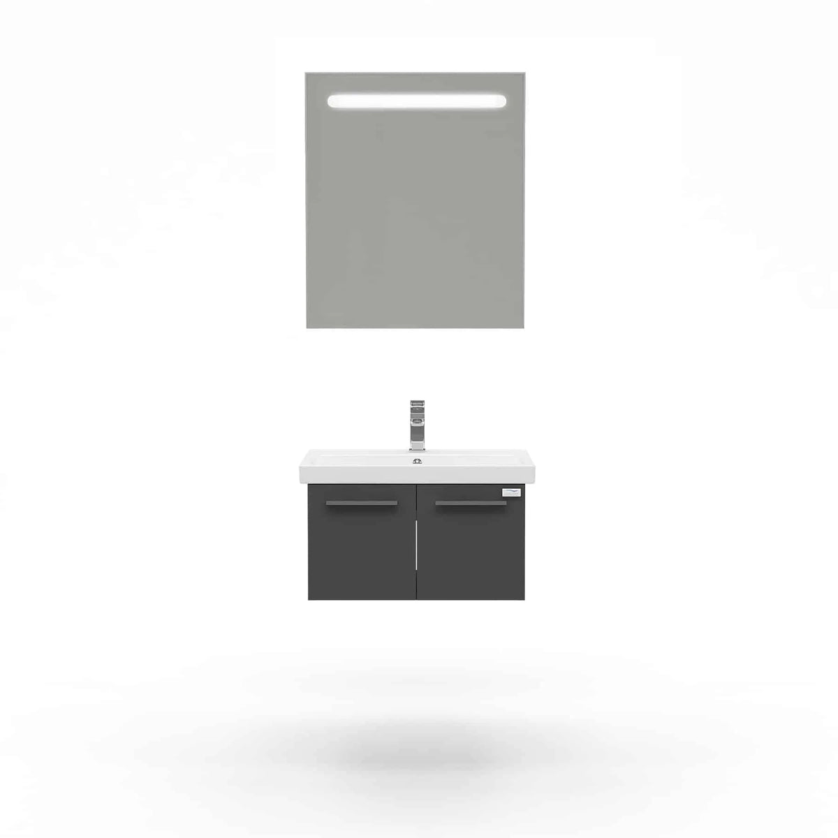Casa Mare Aspe 24 Glossy Gray Vanity Ceramic Sink Combo - Aspe60GG-24-MSC-S