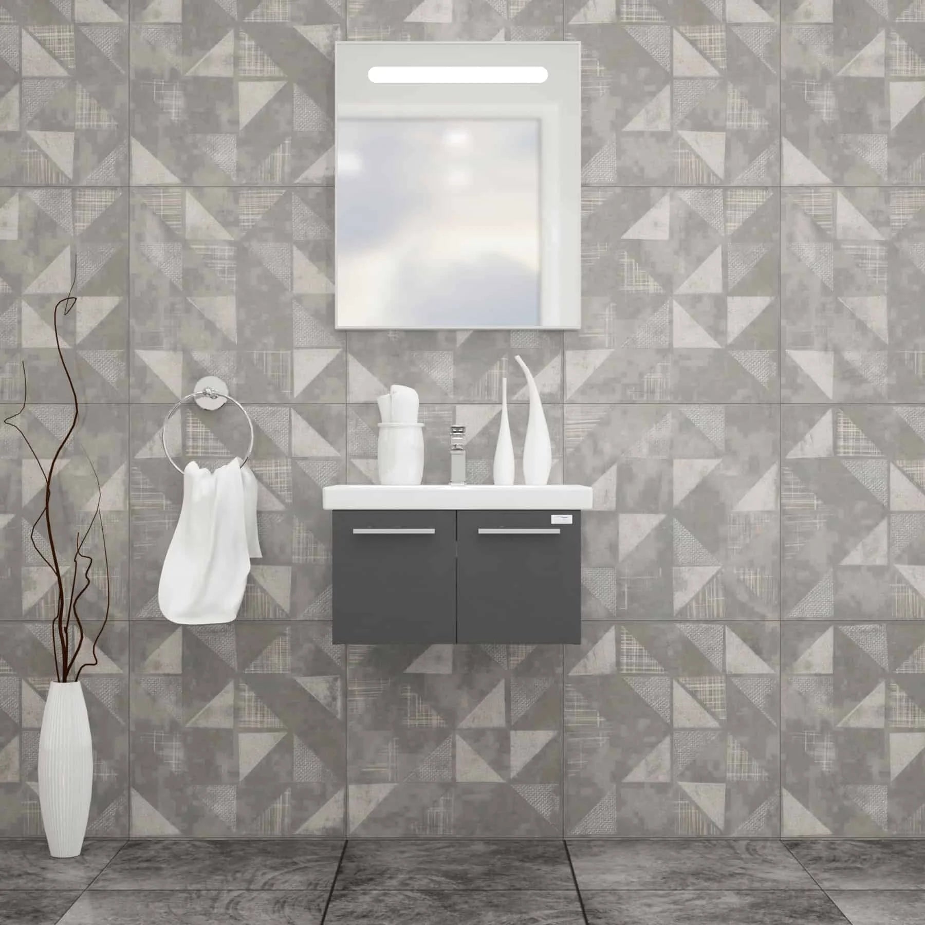 Casa Mare Aspe 24 Glossy Gray Vanity Ceramic Sink Combo - Aspe60GG-24-MSC-S