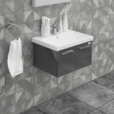 Casa Mare Aspe 24 Glossy Gray Vanity Ceramic Sink Combo - Aspe60GG-24-MSC-S