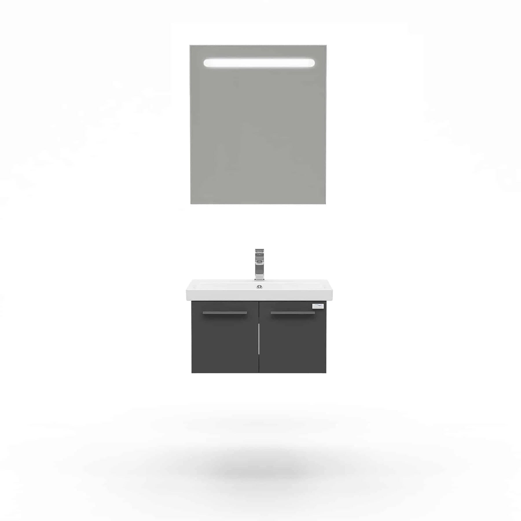 Casa Mare Aspe 24 Glossy Gray Vanity Ceramic Sink Combo - Aspe60GG-24-MSC-S