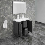 Casa Mare Alessio 32 Glossy Gray Vanity Ceramic Sink Combo - Alessio80GG-32-MSC-S