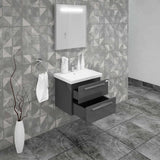 Casa Mare Elke 32 Glossy Gray Vanity Ceramic Sink Combo - Elke80GG-32-MSC-S