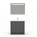 Casa Mare Alessio 36 Glossy Gray Vanity Ceramic Sink Combo - Alessio90GG-36-MSC-S