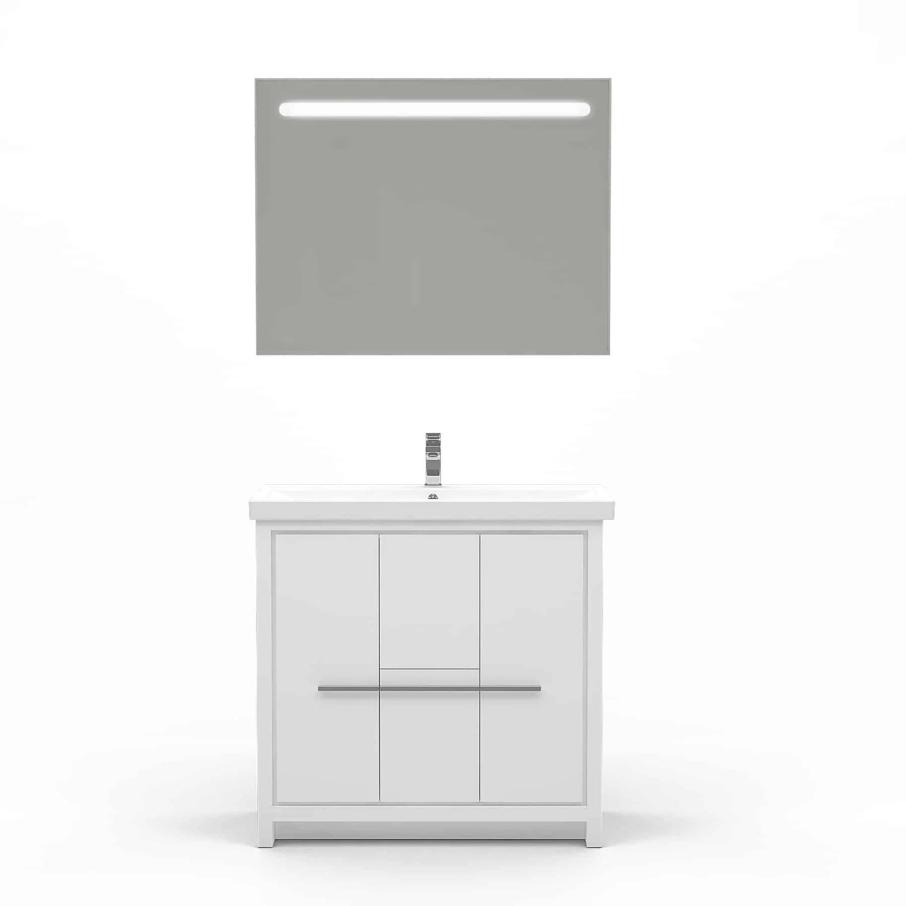 Casa Mare Alessio 32 Glossy White Vanity Ceramic Sink Combo - Alessio80GW-32-MSC-S