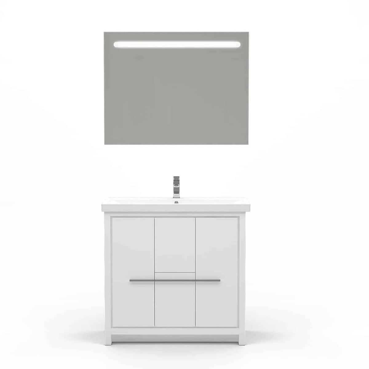 Casa Mare Alessio 32 Glossy White Vanity Ceramic Sink Combo - Alessio80GW-32-MSC-S