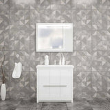 Casa Mare Alessio 32 Glossy White Vanity Ceramic Sink Combo - Alessio80GW-32-MSC-S