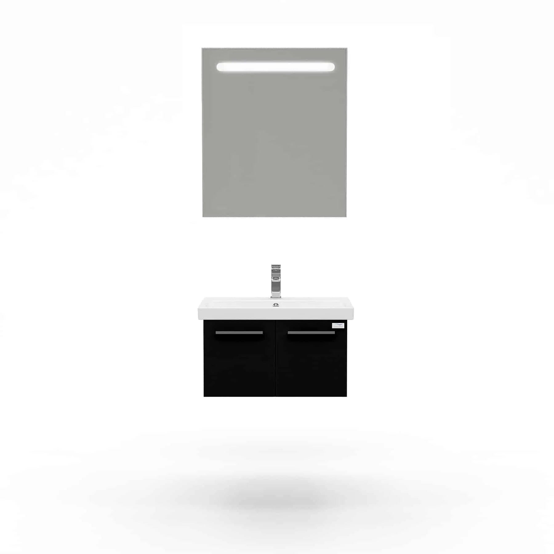 Casa Mare Aspe 24 Glossy Black Vanity Ceramic Sink Combo - Aspe60GB-24-MSC-S
