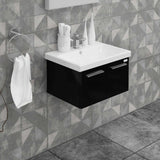 Casa Mare Aspe 24 Glossy Black Vanity Ceramic Sink Combo - Aspe60GB-24-MSC-S