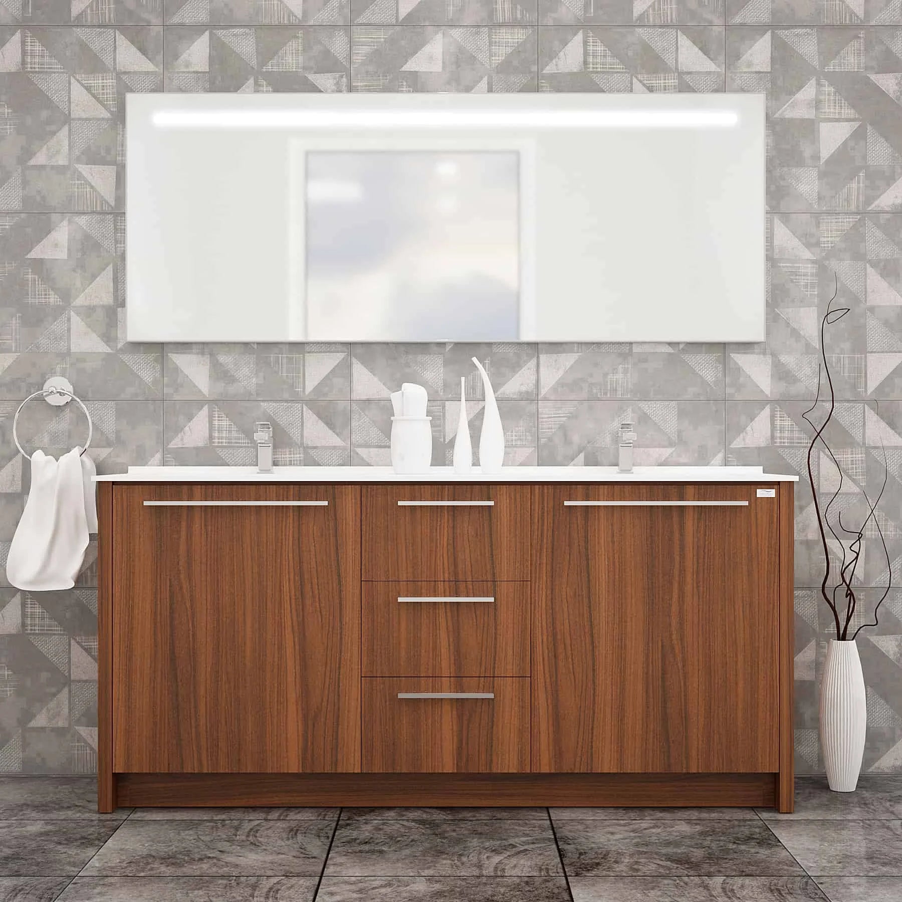 Casa Mare Nona 60 Matte Walnut Bathroom Vanity and Sink Combo- Nona152MW-60-MSC-S