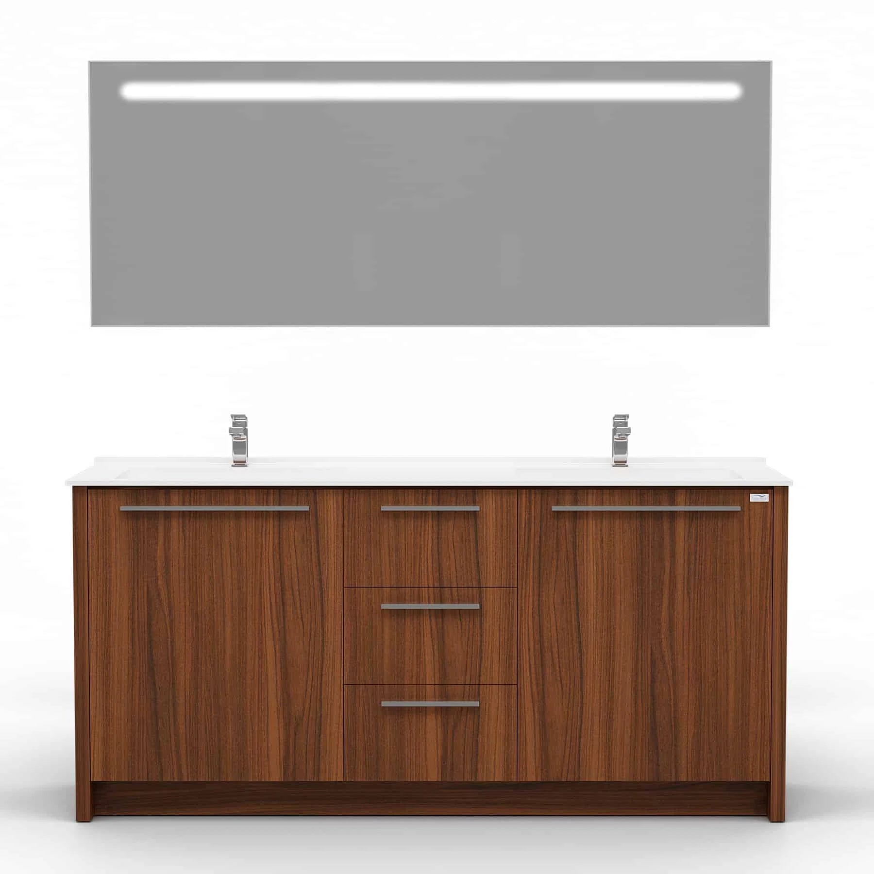 Casa Mare Nona 60 Matte Walnut Bathroom Vanity and Sink Combo- Nona152MW-60-MSC-S