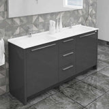 Casa Mare Nona 71 Glossy Gray Modern Double Sink Vanity and Sink Combo - Nona180GG-71-S