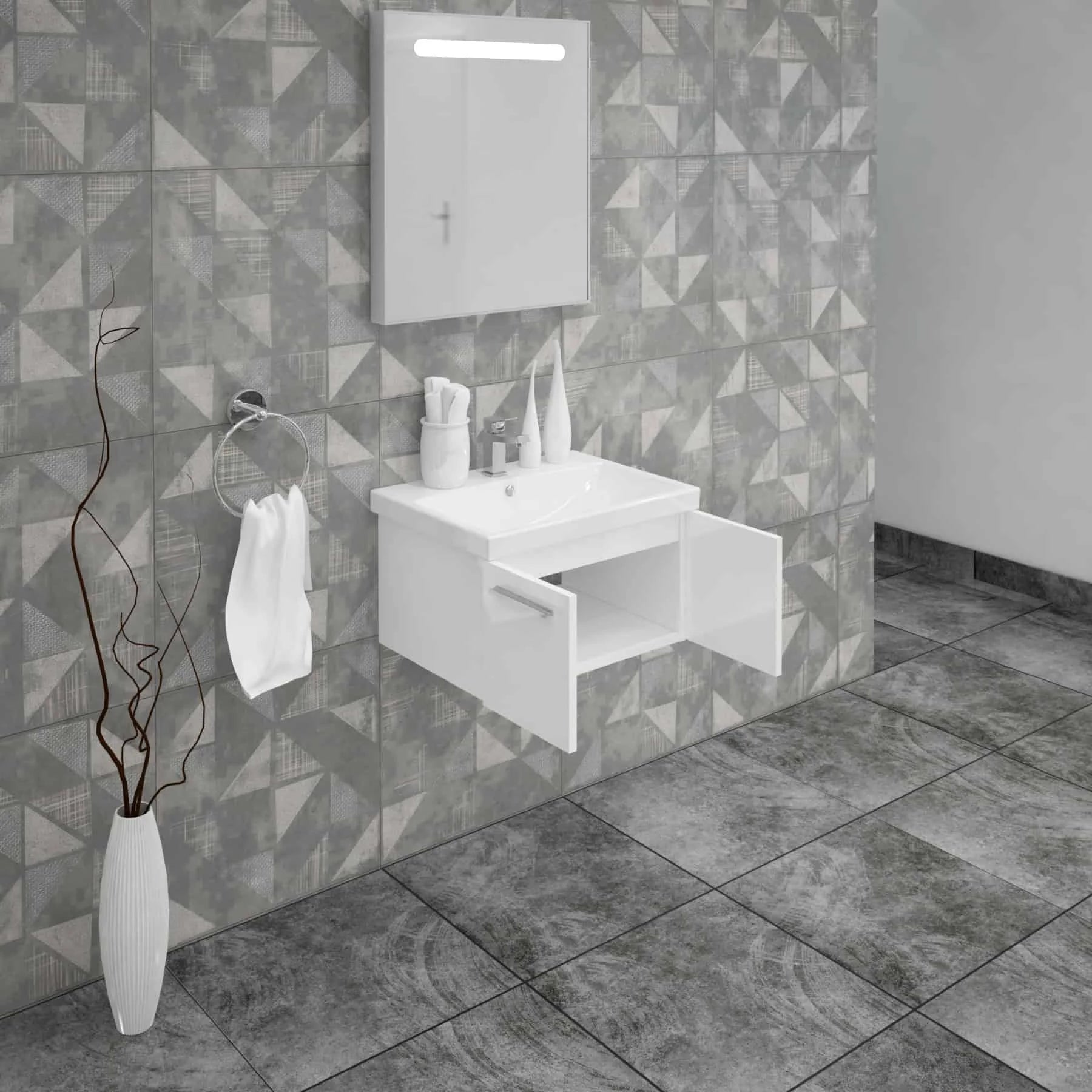 Casa Mare Aspe 32 Glossy White Vanity Ceramic Sink Combo - Aspe80GW-32-MSC-S