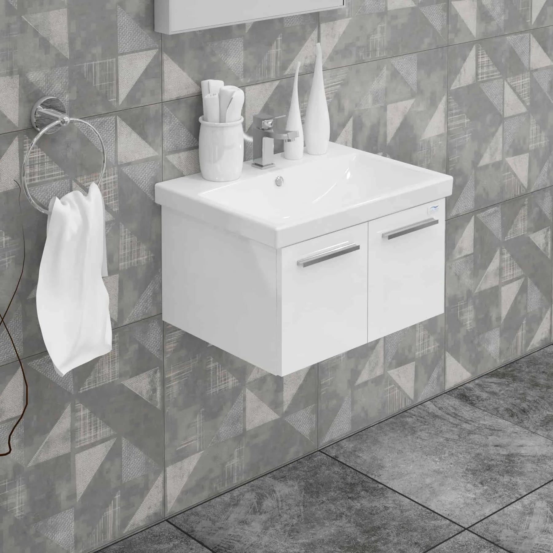 Casa Mare Aspe 32 Glossy White Vanity Ceramic Sink Combo - Aspe80GW-32-MSC-S