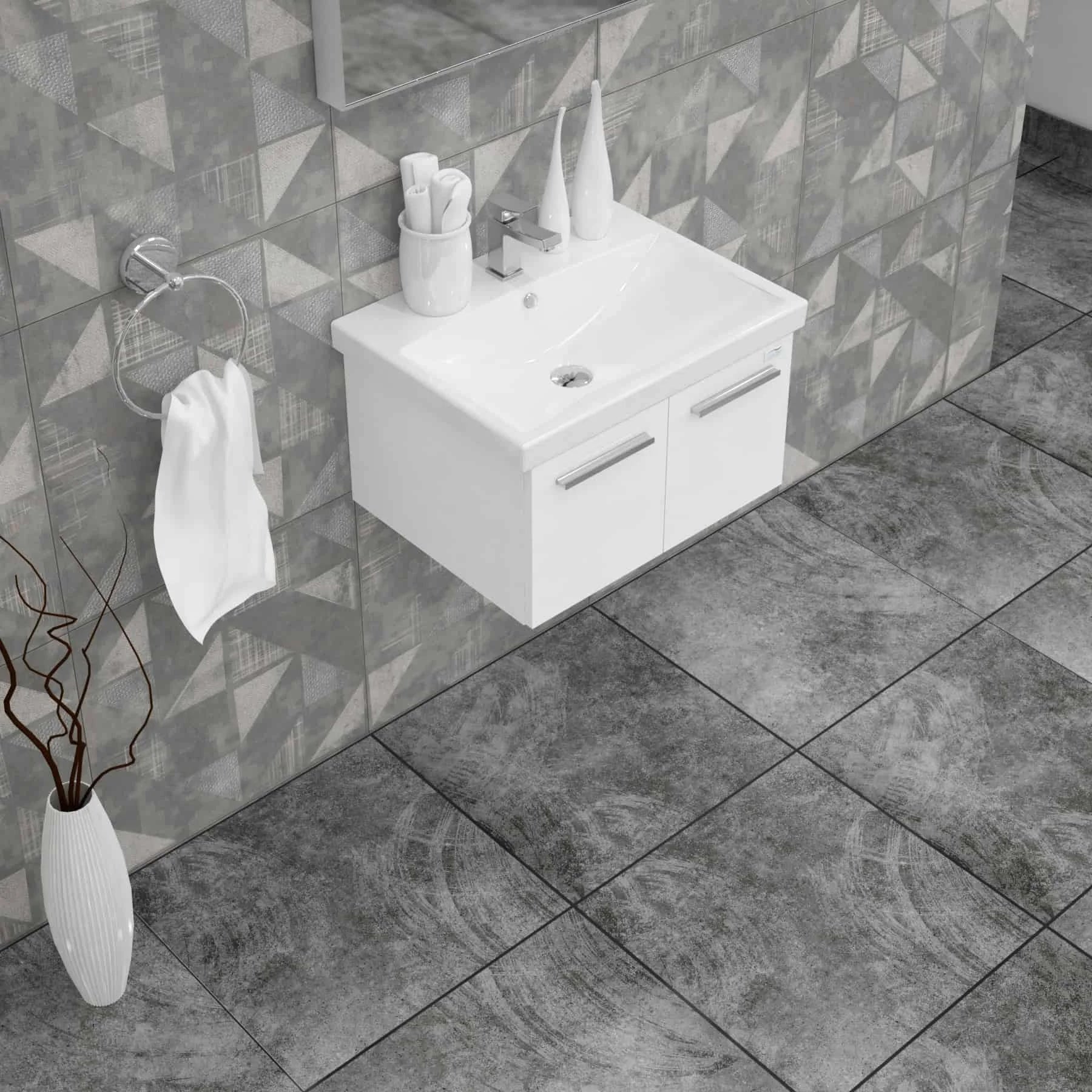 Casa Mare Aspe 32 Glossy White Vanity Ceramic Sink Combo - Aspe80GW-32-MSC-S