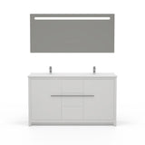 Casa Mare Alessio 60 Glossy White Vanity Ceramic Sink Combo - Alessio152GW-60-MSC-S