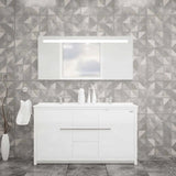 Casa Mare Alessio 60 Glossy White Vanity Ceramic Sink Combo - Alessio152GW-60-MSC-S
