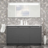 Casa Mare Benna 63 Glossy Gray Bathroom Vanity and Double Sink Combo with LED Mirror - Benna160GG-63-S