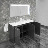 Casa Mare Benna 63 Glossy Gray Bathroom Vanity and Double Sink Combo with LED Mirror - Benna160GG-63-S