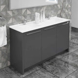 Casa Mare Benna 63 Glossy Gray Bathroom Vanity and Double Sink Combo with LED Mirror - Benna160GG-63-S