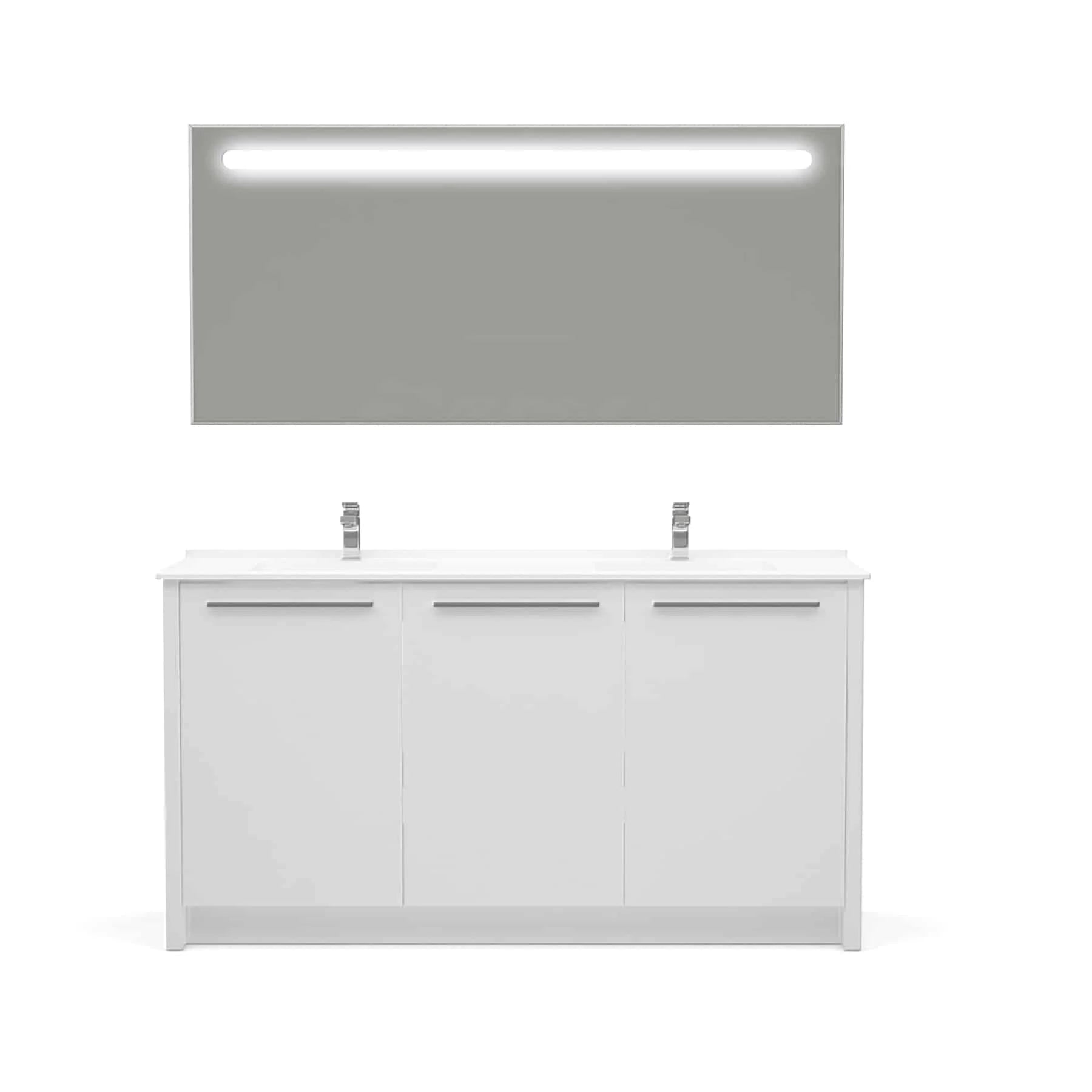 Casa Mare Benna 63 Glossy White Vanity Double Sink Combo - Benna160GW-63-S