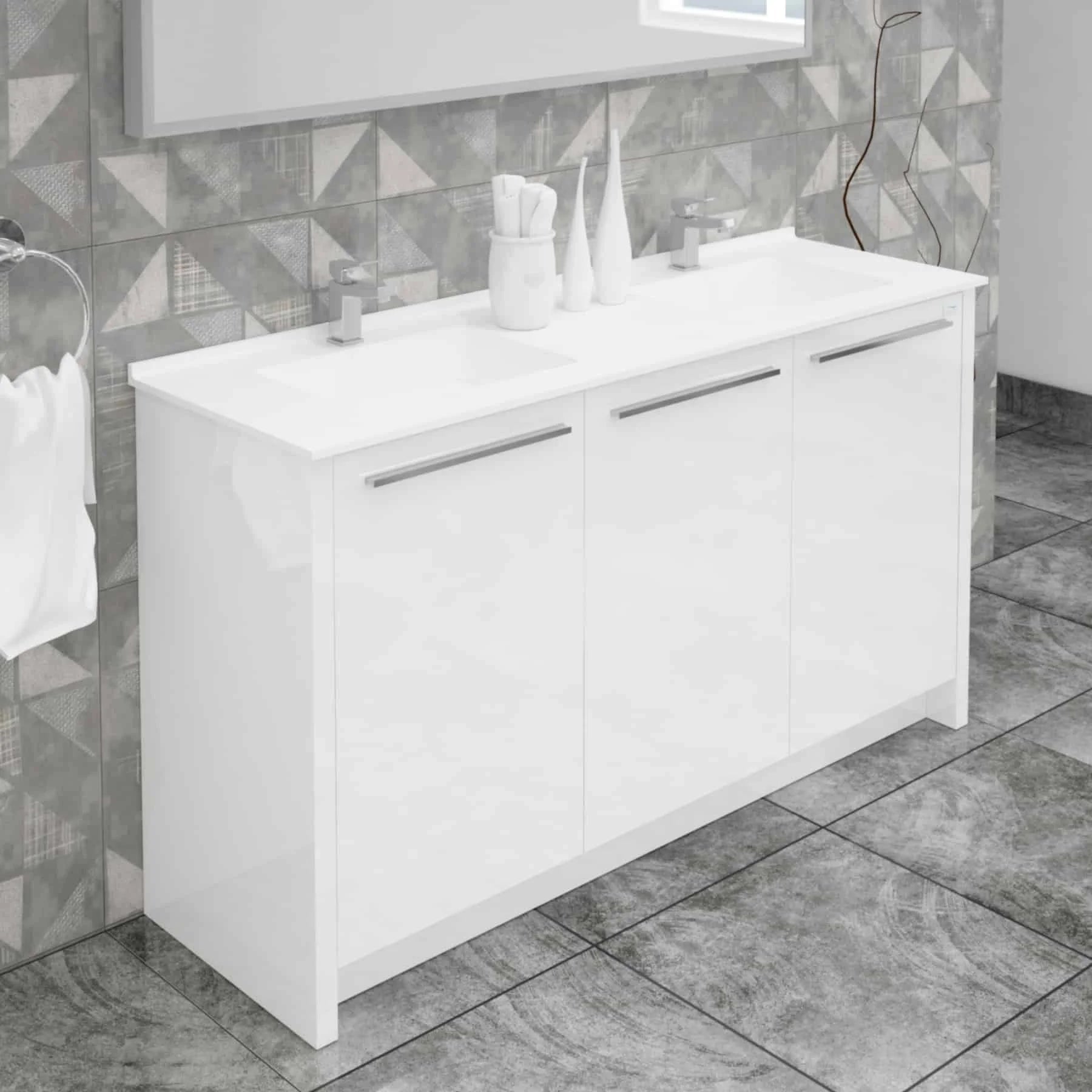 Casa Mare Benna 63 Glossy White Vanity Double Sink Combo - Benna160GW-63-S