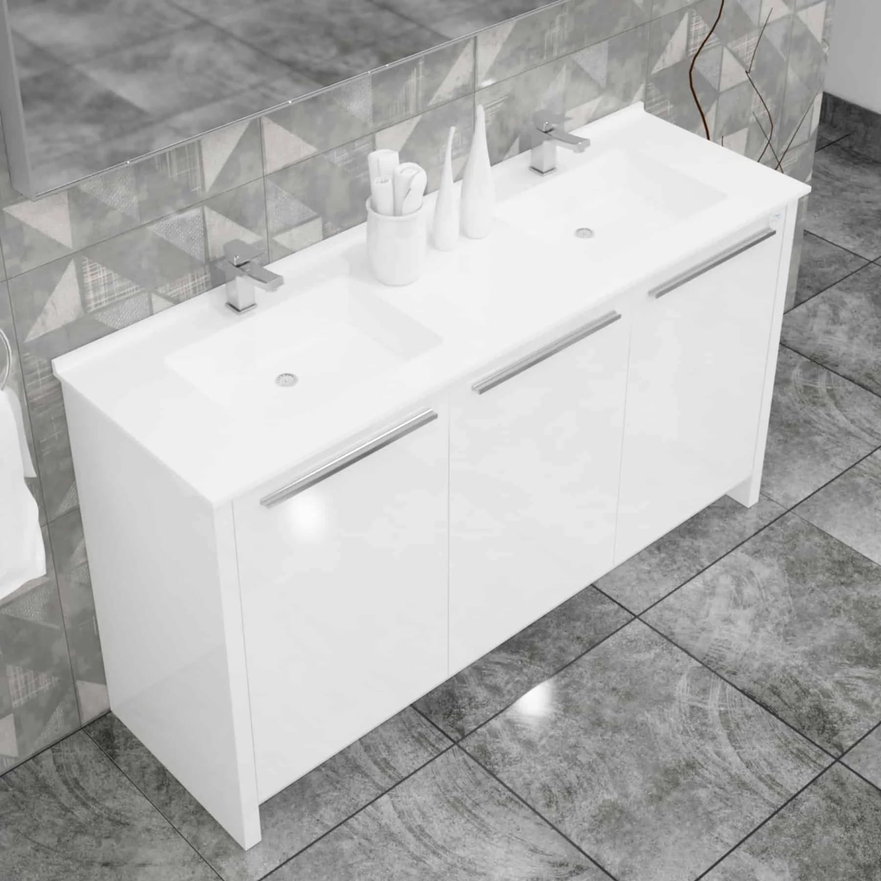 Casa Mare Benna 63 Glossy White Vanity Double Sink Combo - Benna160GW-63-S