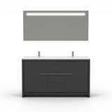 Casa Mare Alessio 60 Glossy Gray Vanity Ceramic Sink Combo - Alessio152GG-60-MSC-S