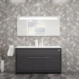 Casa Mare Alessio 60 Glossy Gray Vanity Ceramic Sink Combo - Alessio152GG-60-MSC-S