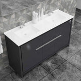 Casa Mare Alessio 60 Glossy Gray Vanity Ceramic Sink Combo - Alessio152GG-60-MSC-S