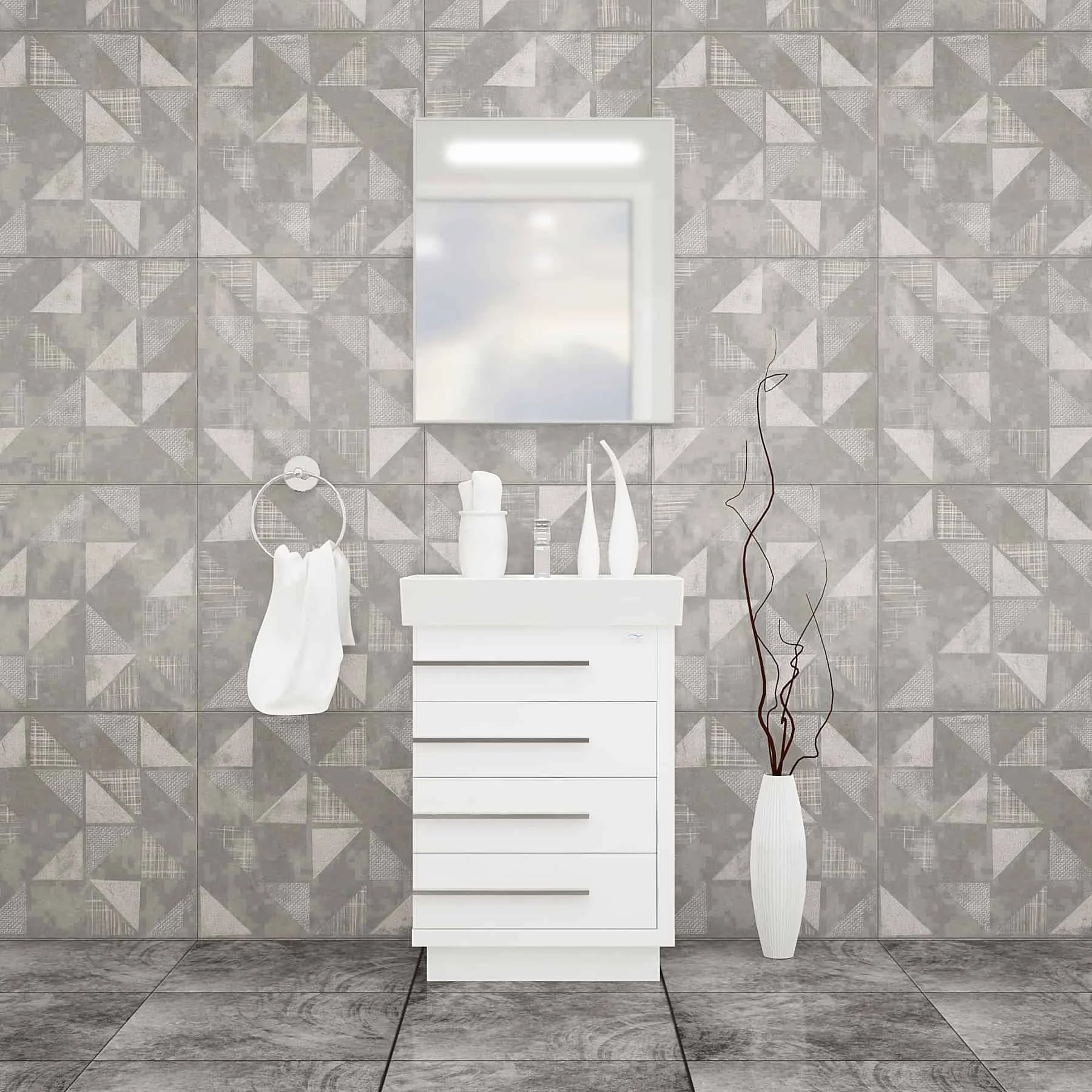 Casa Mare Domenico 32 Glossy White Vanity Ceramic Sink Combo - Domenico80GW-32-MSC-S