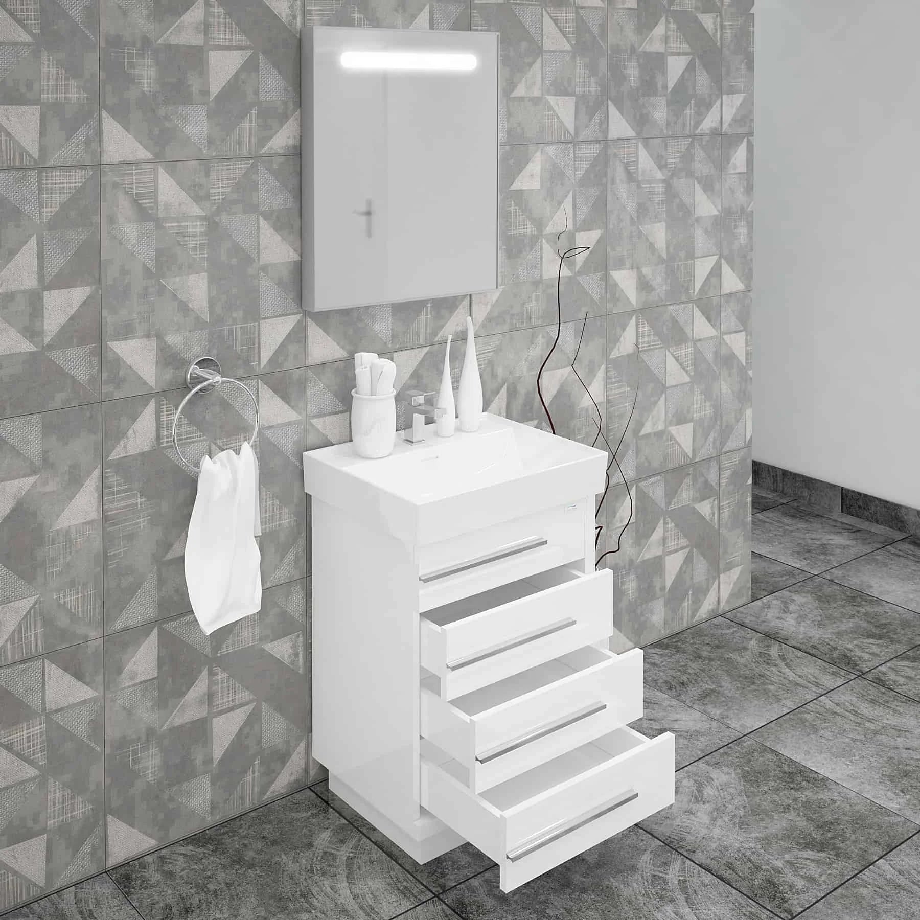 Casa Mare Domenico 32 Glossy White Vanity Ceramic Sink Combo - Domenico80GW-32-MSC-S