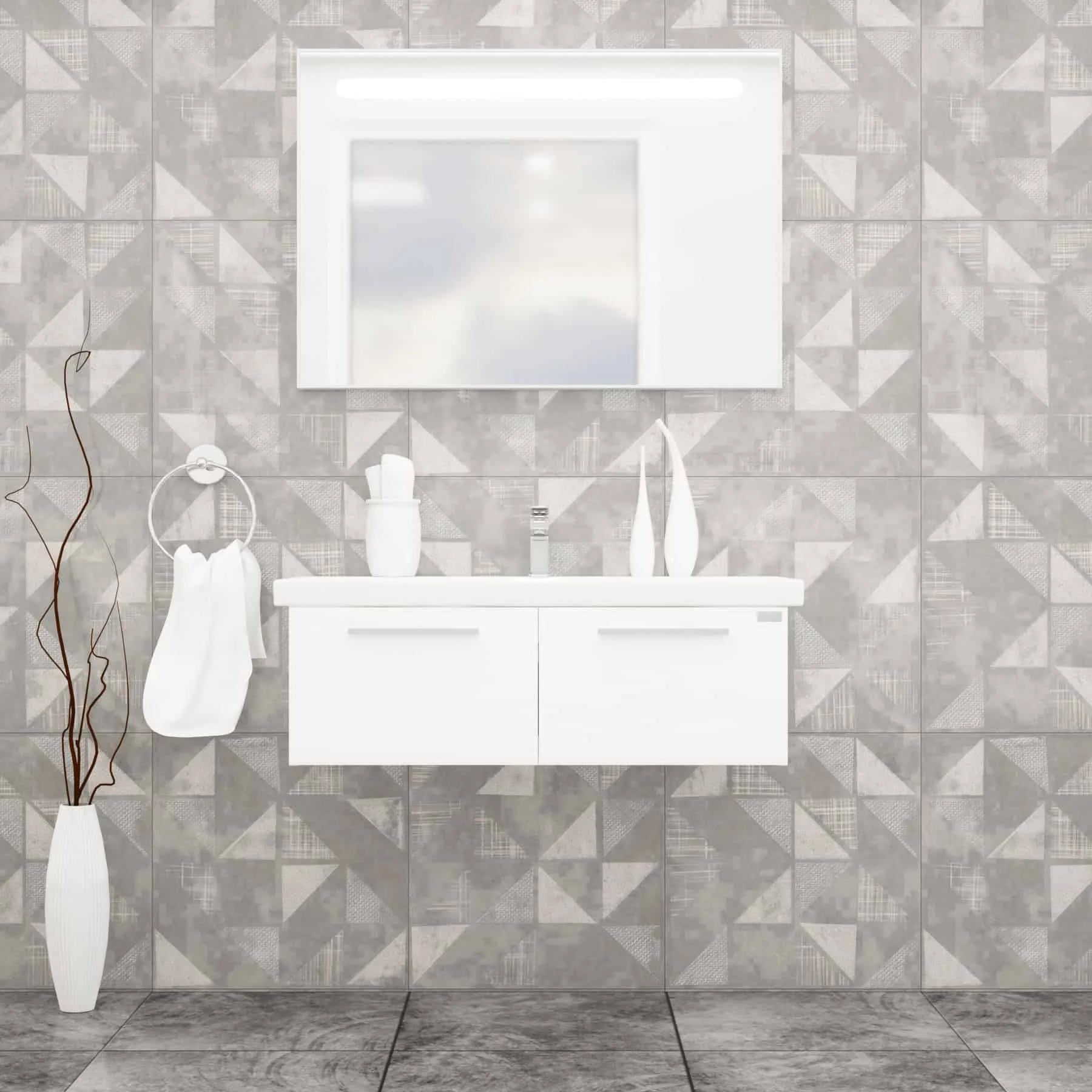 Casa Mare Aspe 32 Glossy White Vanity Ceramic Sink Combo - Aspe100GW-40MSC-S