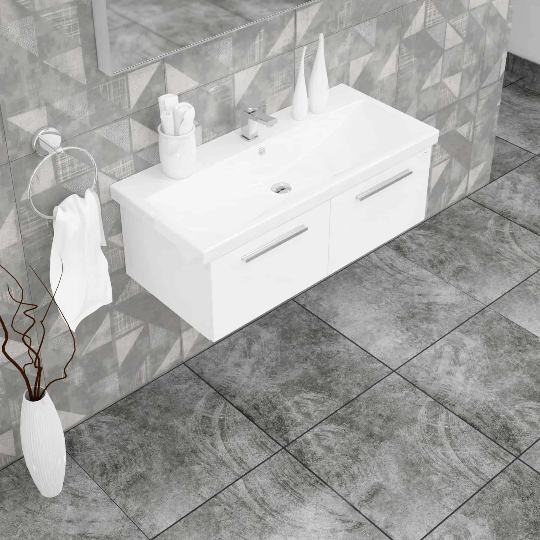 Casa Mare Aspe 32 Glossy White Vanity Ceramic Sink Combo - Aspe100GW-40MSC-S