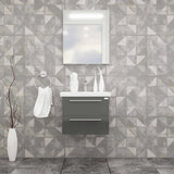 Casa Mare Elke 24 Glossy Gray Vanity Ceramic Sink Combo - Elke60GG-24-MSC-S