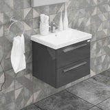 Casa Mare Elke 24 Glossy Gray Vanity Ceramic Sink Combo - Elke60GG-24-MSC-S
