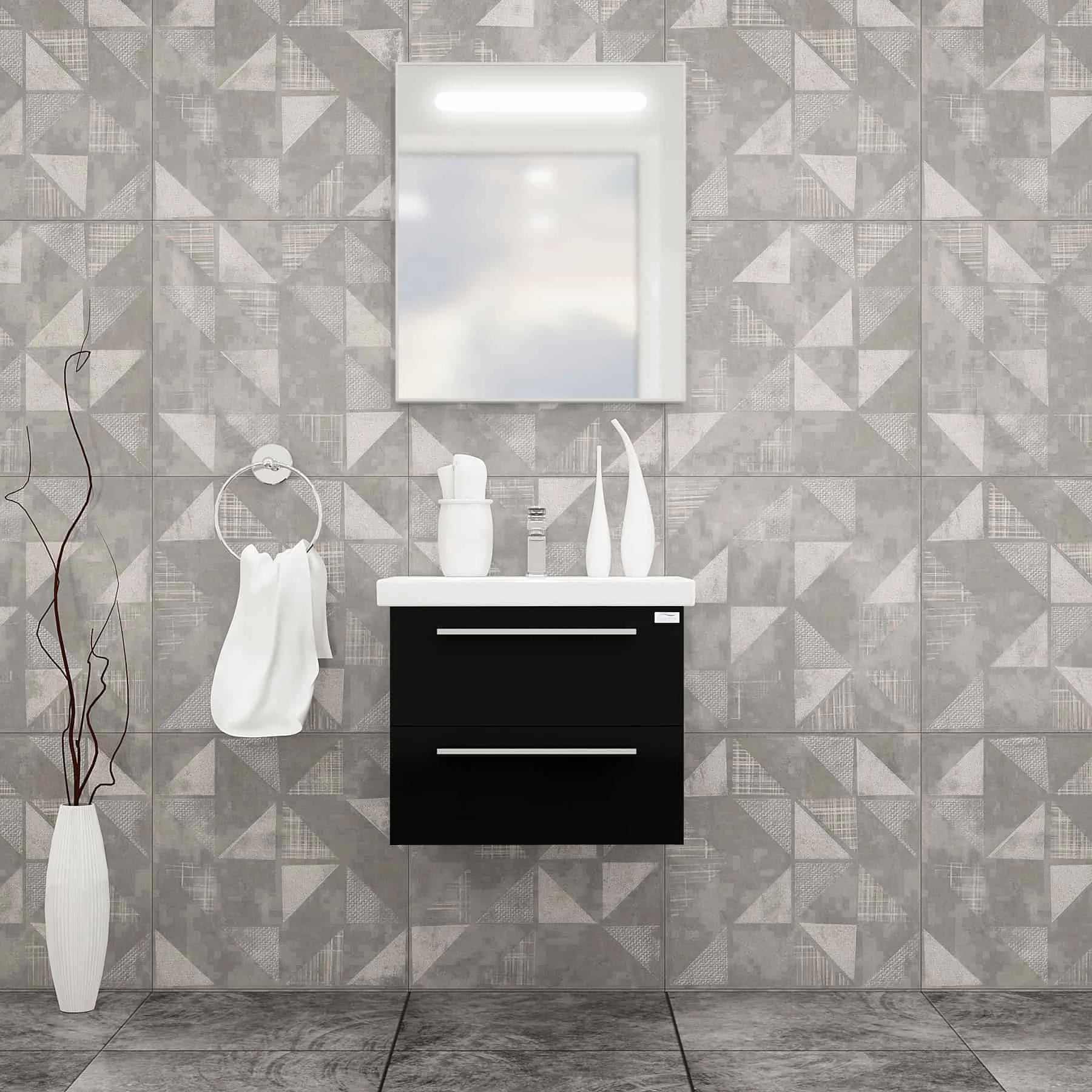 Casa Mare Elke 24 Glossy Black Vanity Ceramic Sink Combo - Elke60GB-24-MSC-S