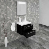 Casa Mare Elke 24 Glossy Black Vanity Ceramic Sink Combo - Elke60GB-24-MSC-S