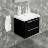 Casa Mare Elke 24 Glossy Black Vanity Ceramic Sink Combo - Elke60GB-24-MSC-S