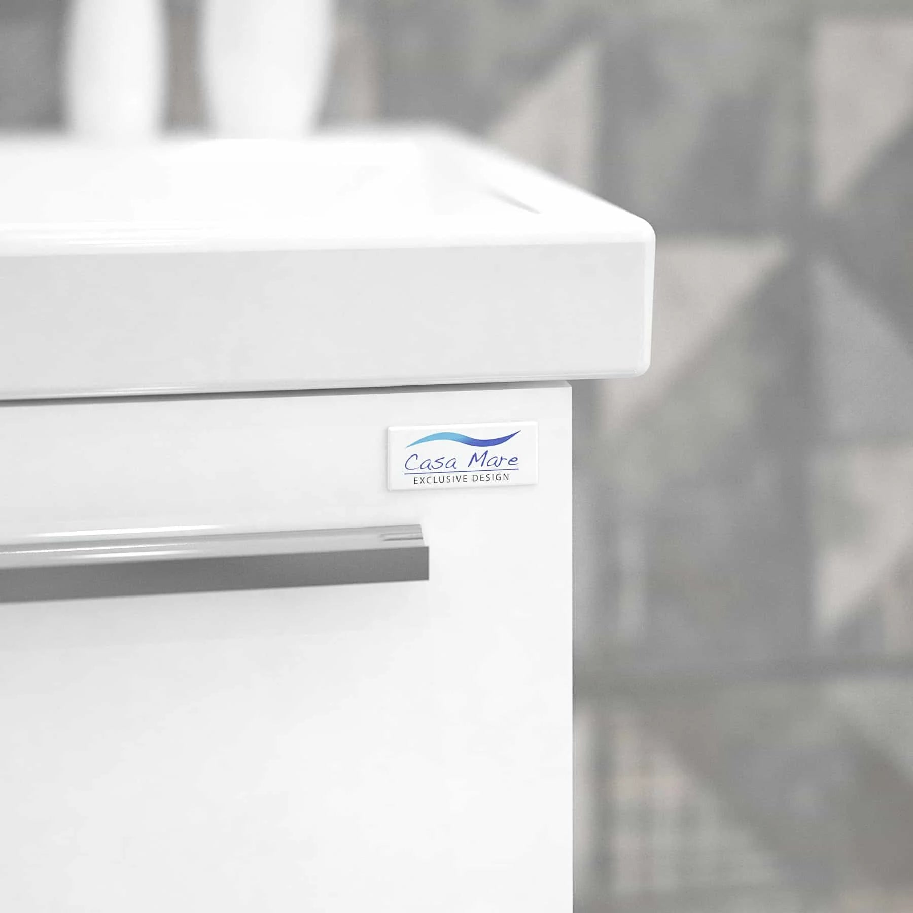 Casa Mare Aspe 24 Glossy White Vanity and Ceramic Sink Combo with LED Mirror - Aspe60GW-24-MSC-S
