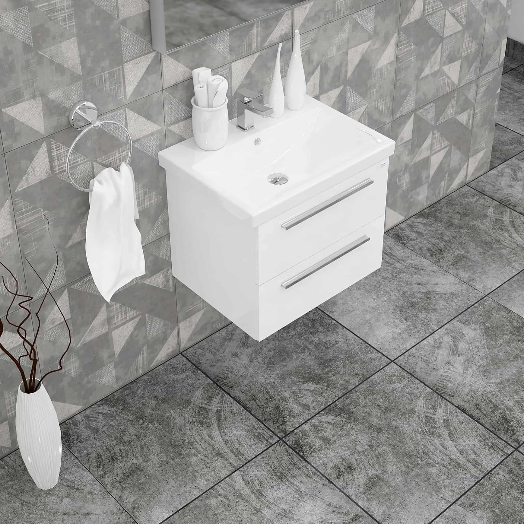 Casa Mare Elke 32 Glossy White Vanity Ceramic Sink Combo - Elke80GW-32-MSC-S