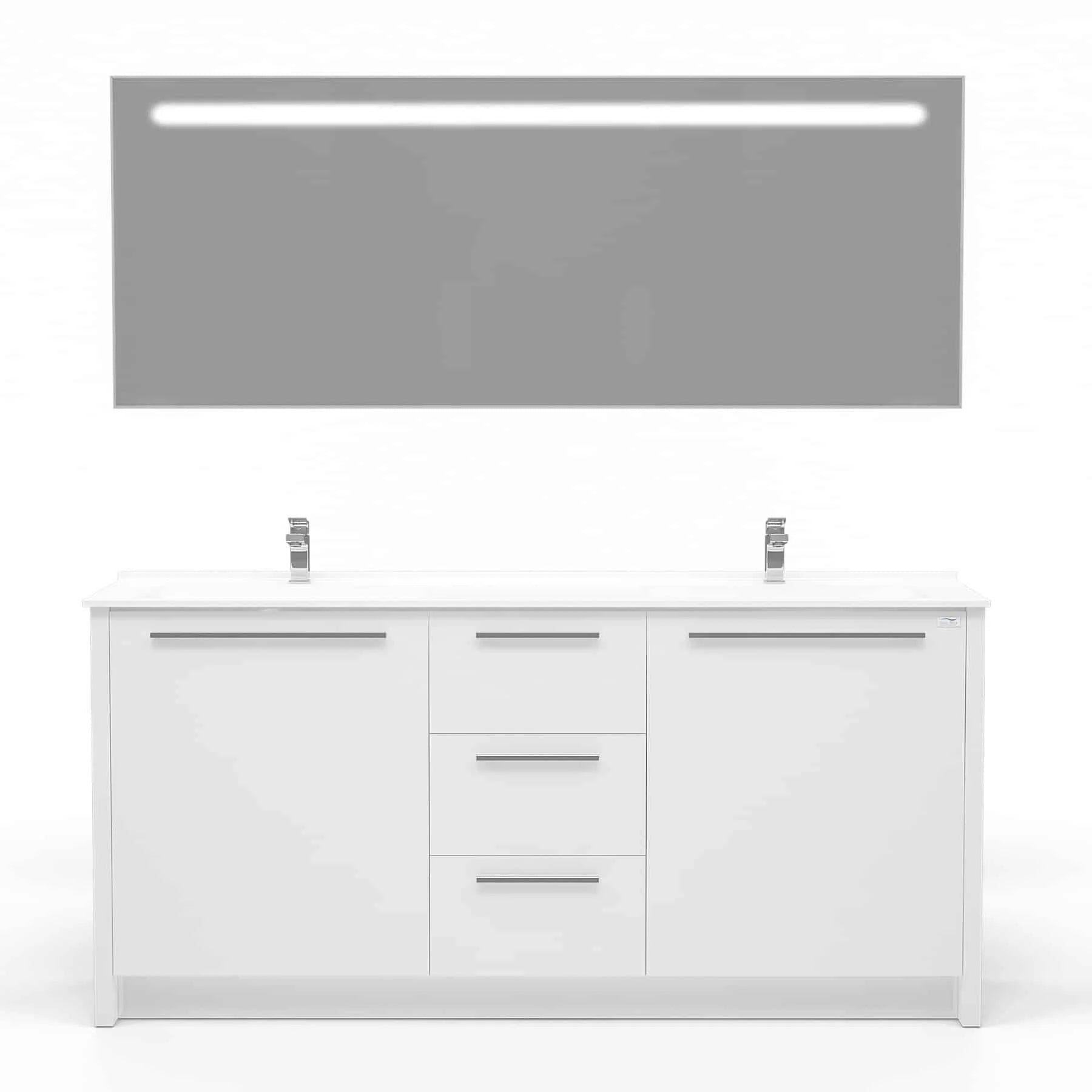 Casa Mare Nona 60 Glossy White Double Sink Vanity and Sink Combo - Nona152GW-60-MSC-S