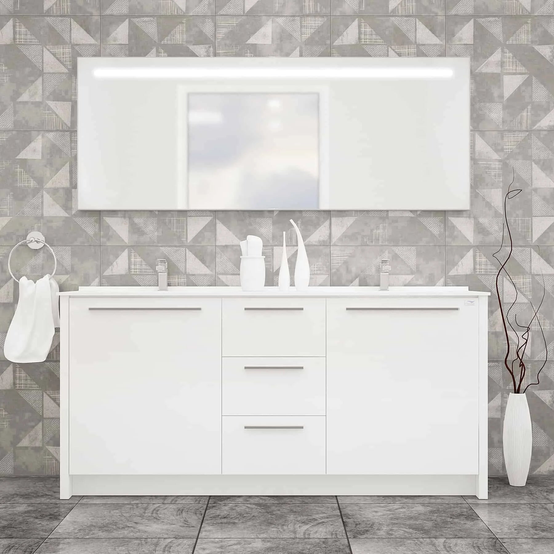 Casa Mare Nona 60 Glossy White Double Sink Vanity and Sink Combo - Nona152GW-60-MSC-S