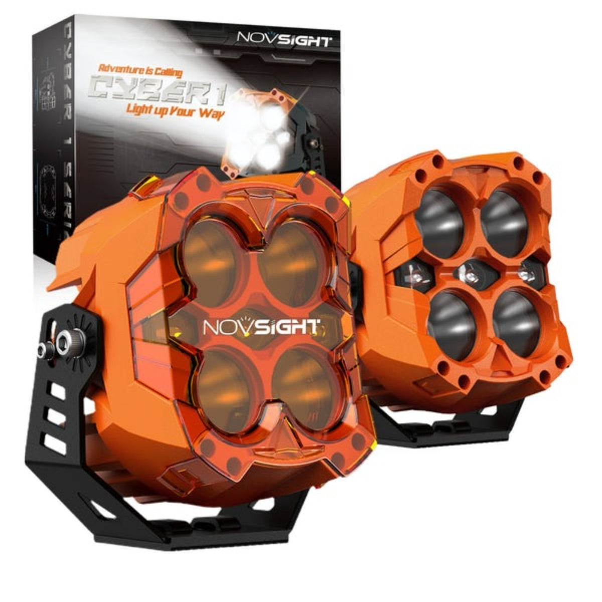Novsight CYBER 1 Series | 6-inch LED Pod Lights White and Amber Light Cyber Orange - A500-WL1-6O