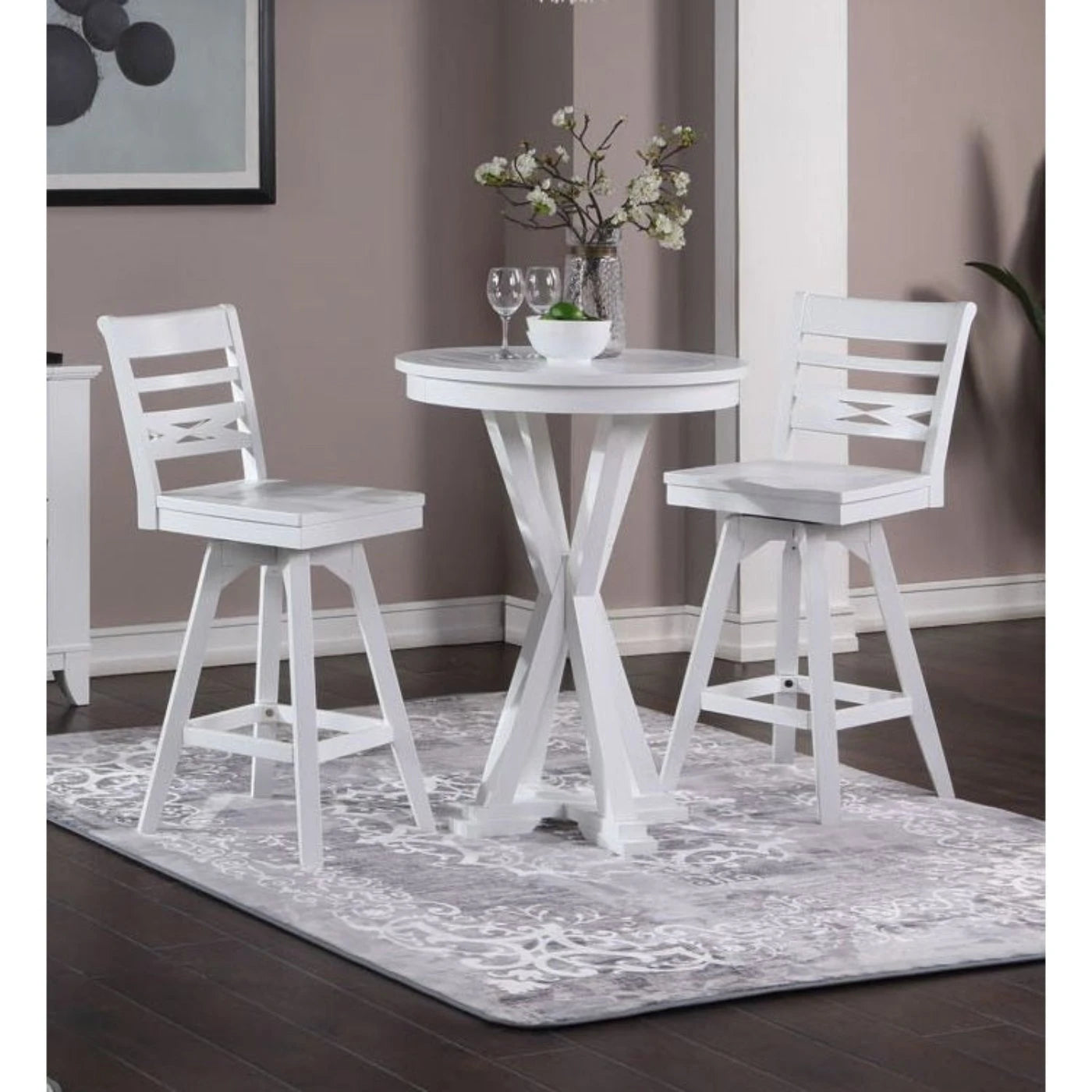 ECI Furniture Bianca Asbury Swivel 30 Bar Stool with Wood Seat Set of 2 - EC-1060-01-BS2