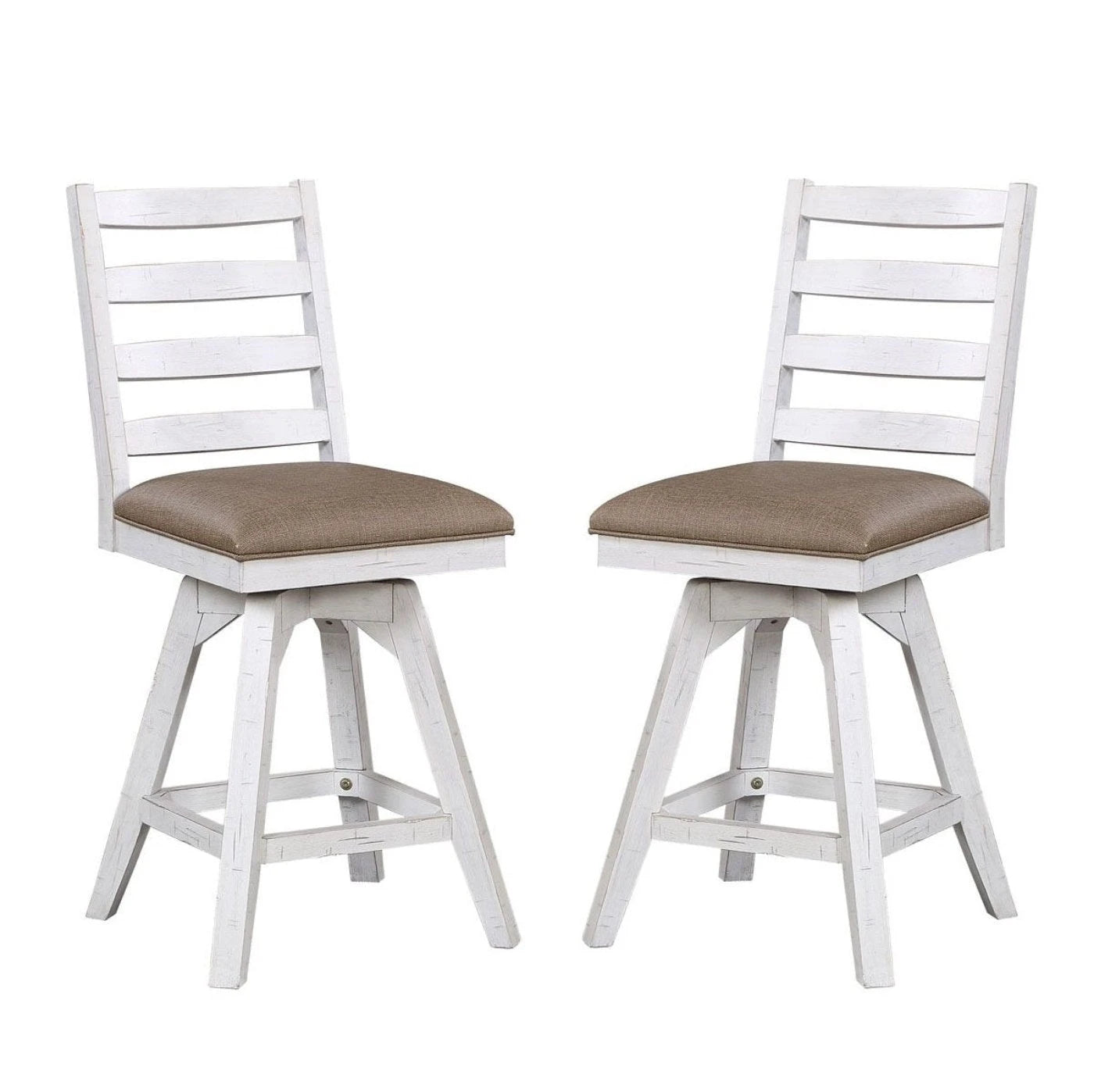 ECI Furniture La Sierra 24 Ladder Back Counter Swivel Stool with Brown Vinyl Seat Set of 2 - EC-1164-22-CS1