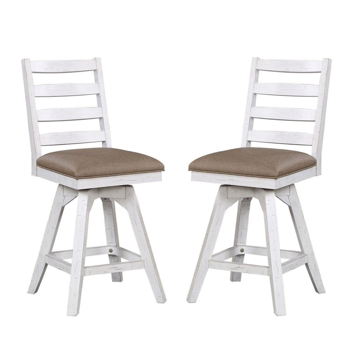 ECI Furniture La Sierra 24 Ladder Back Counter Swivel Stool with Brown Vinyl Seat Set of 2 - EC-1164-22-CS1