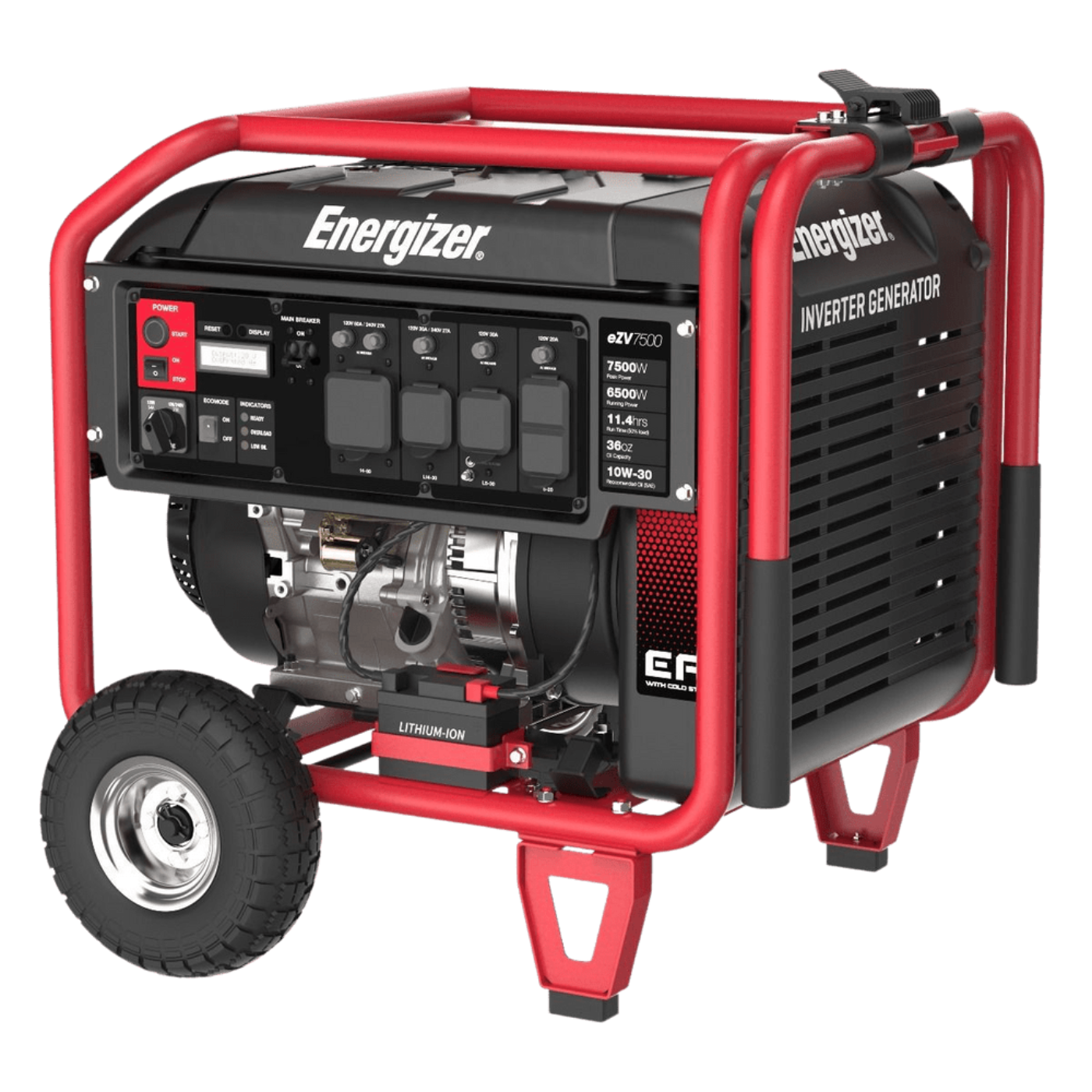 Energizer 6500W/7500W EFI 50 Amp Electronic Fuel Injection Electric Start Inverter - eZV7500
