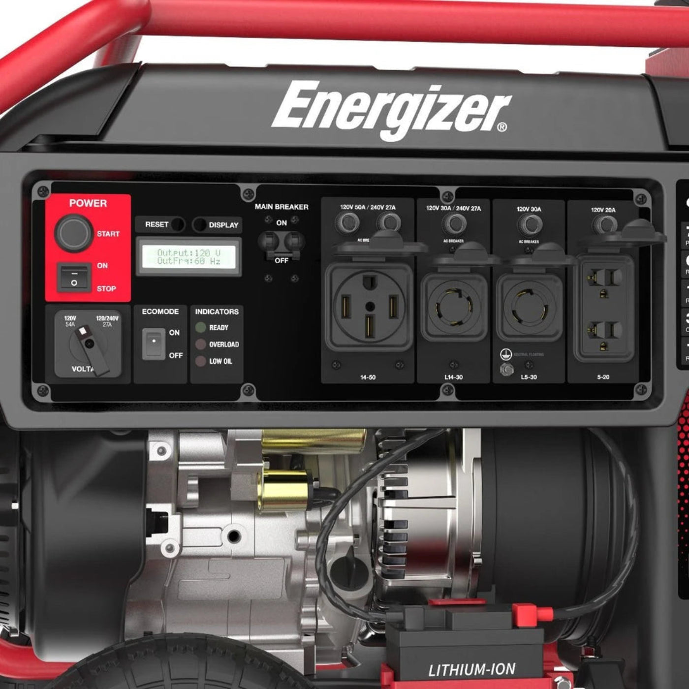 Energizer 6500W/7500W EFI 50 Amp Electronic Fuel Injection Electric Start Inverter - eZV7500